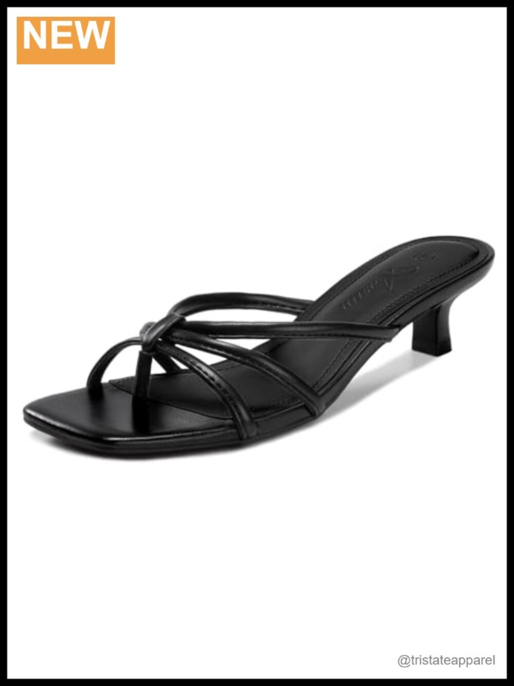 Athlefit Kitten Heel Thong Sandals Square Toe Slip On Women's Heeled Shoes